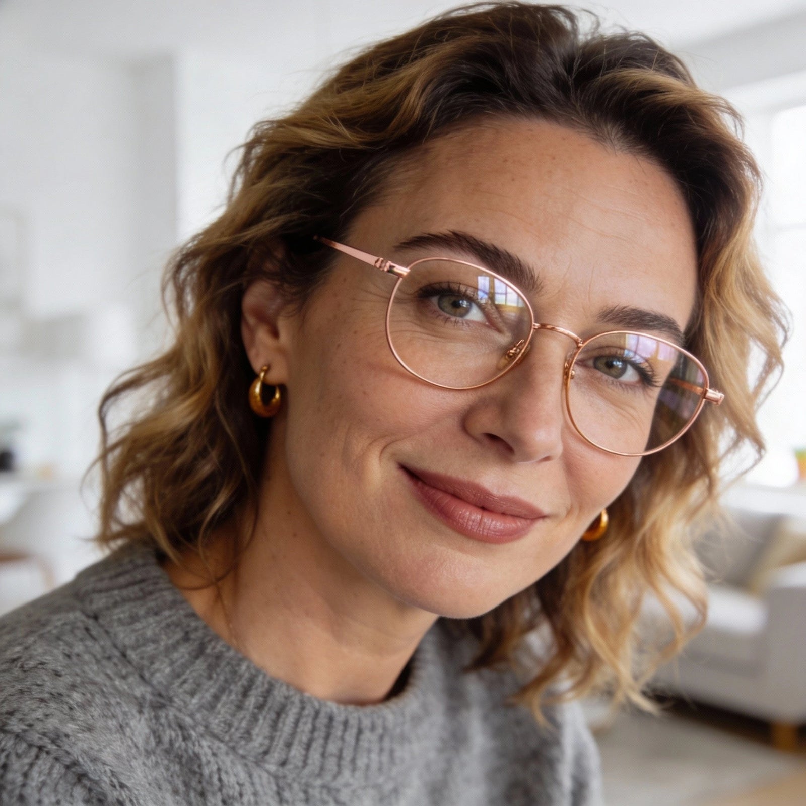 Detail shot van montuur op gezicht